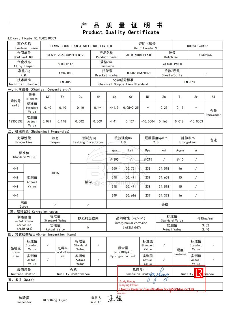 Aluminium LR 5083 Sheet