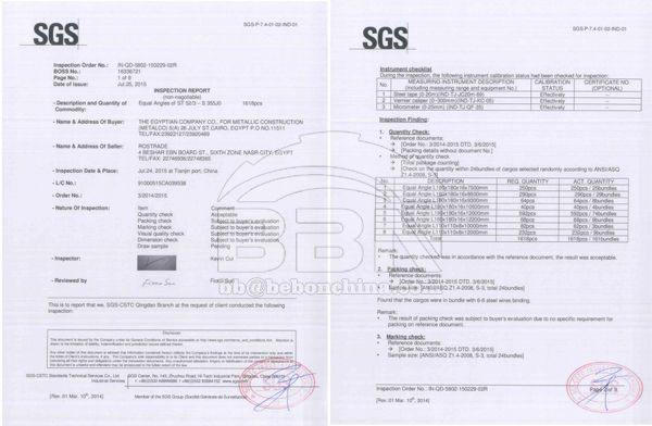 Angle steel SGS Test Report