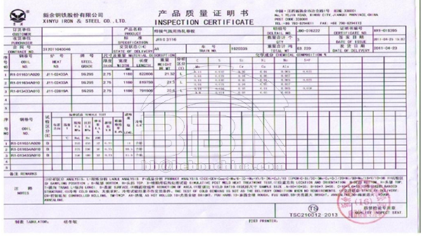 Signed contract with VENEZUELA customer on 25 MARCH 2015 for JIS G-3116 SG 325 and SG 295 total 3000