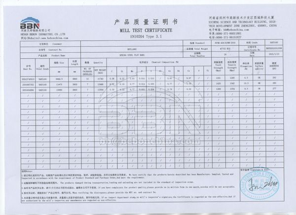 SAE5160 flat bars MTC