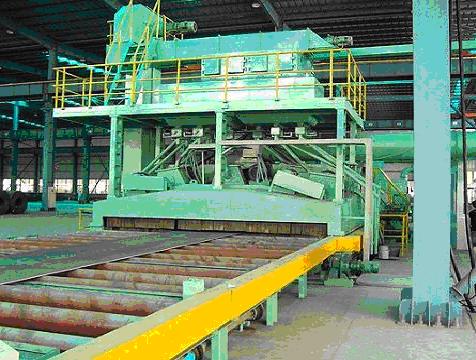 shot blasting shop primed shipbuilding steel plate