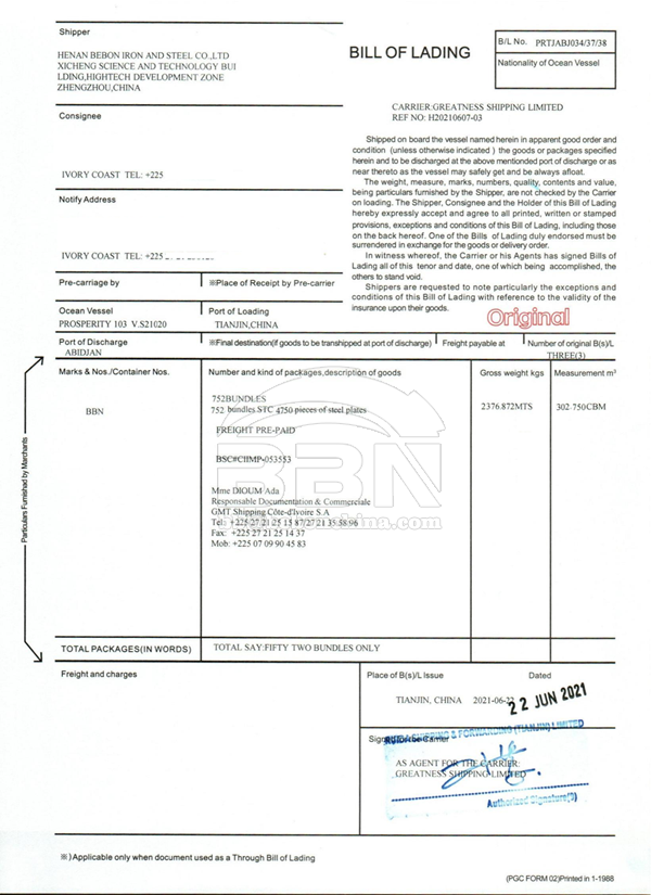 Bill of Lading